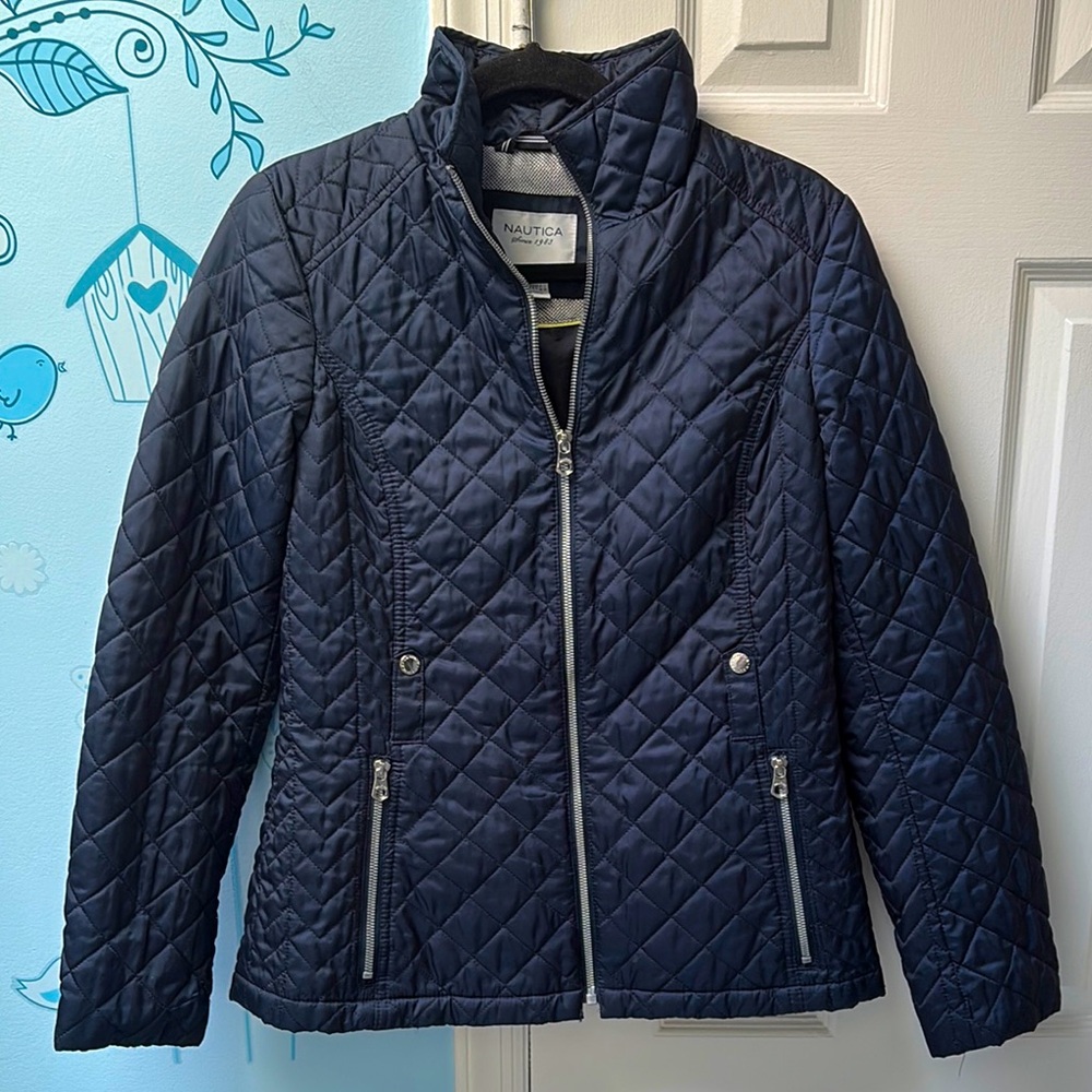 Nautica Women's Navy Quilted Stylish Jacket Size S !
